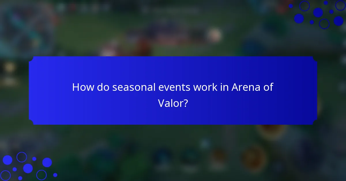 How do seasonal events work in Arena of Valor?