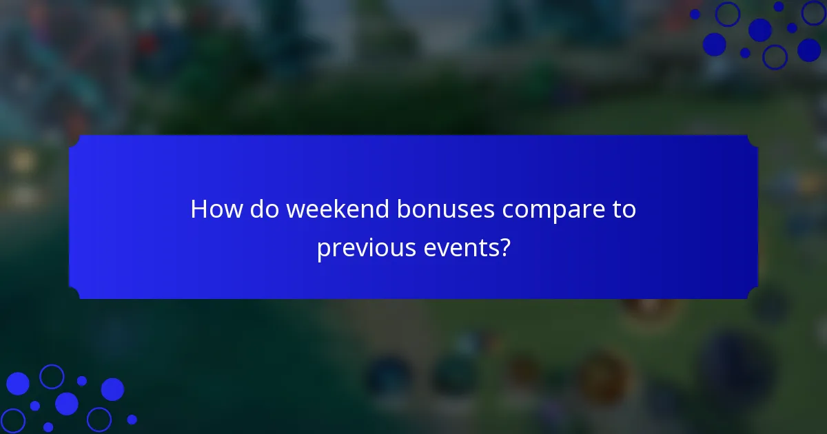 How do weekend bonuses compare to previous events?