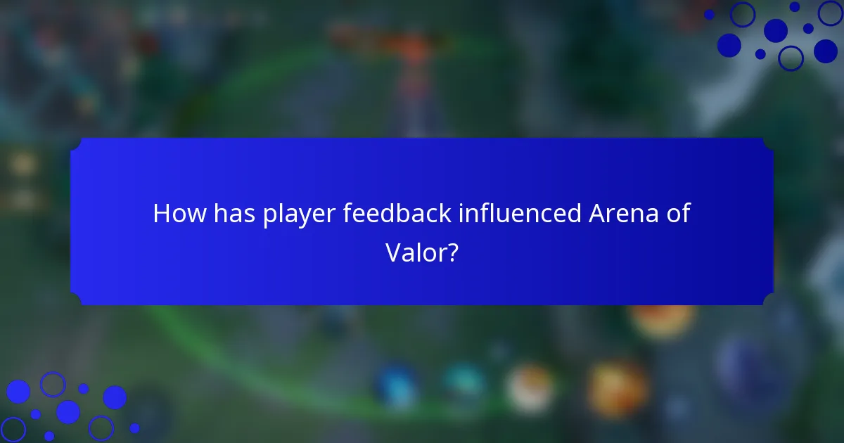 How has player feedback influenced Arena of Valor?